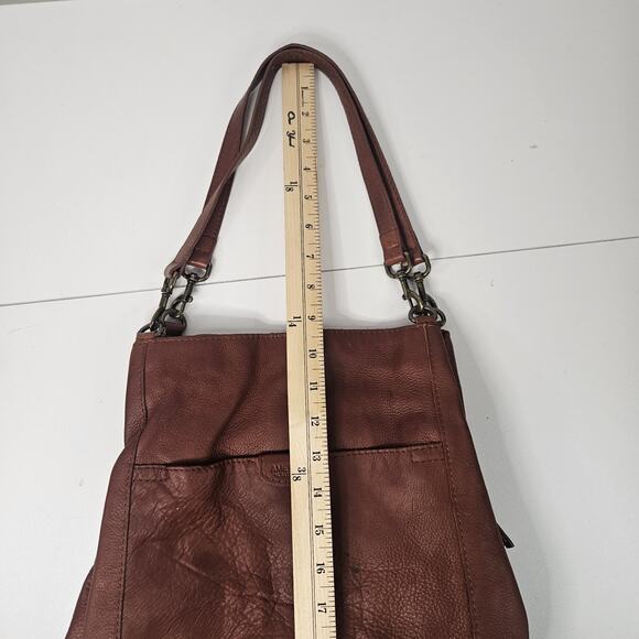 American Leather Co Women's Lenox Triple Entry Satchel Brandy Brown Shoulder Bag - Picture 6 of 13